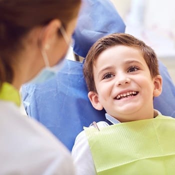 happy boy at dentist