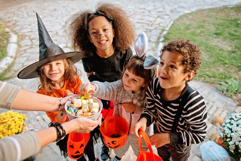 children trick-or-treating during Halloween