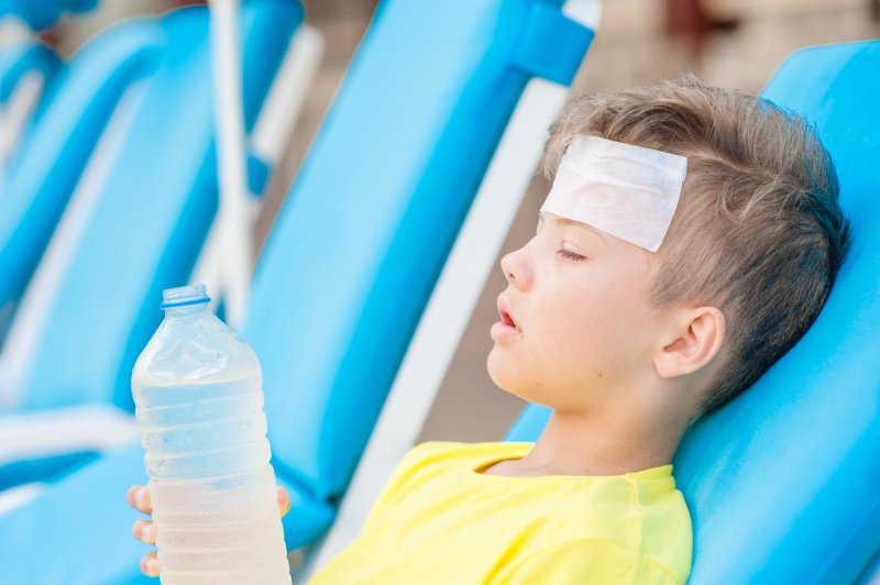 A little boy experiencing signs of dehydration